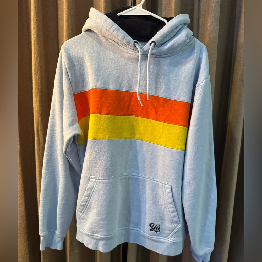YoColorado Light Blue Stripe Hoodie Orange/Yellow Pullover 🩵💛🧡